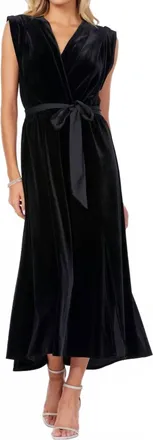 Bishop + Young Luxe Velvet Aeries Wrap Dress In Black