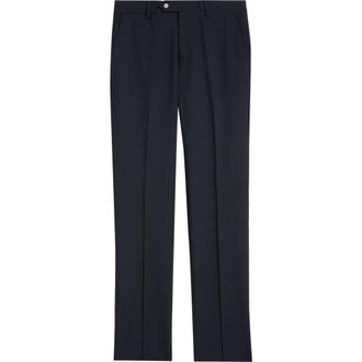 Berle Flat Front Tropical Weight Wool Dress Pants in Navy at Nordstrom, Size 44Unhemmed
