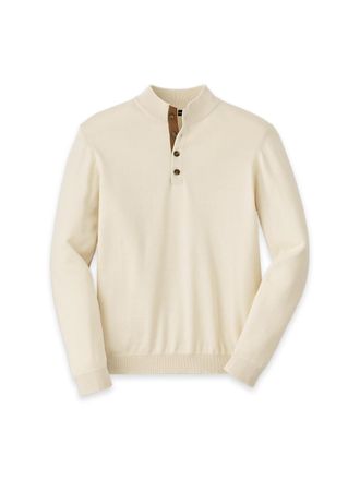 Paul Fredrick Supima Cotton Four Button Mock Neck Sweater