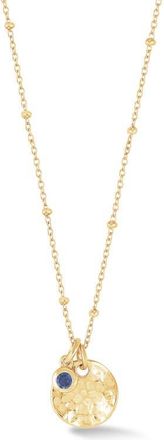 Dower & Hall Hammered Disc & Blue Sapphire Array Necklace in Yellow Gold Vermeil at Nordstrom, Size 18