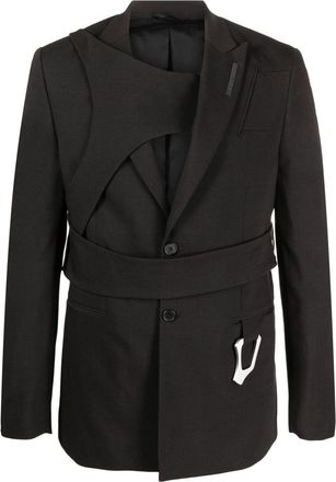 Heliot Emil layered-effect single breasted blazer - men - Recycled Polyester/Spandex/Elastane/Wool/Acetate - 46 - Brown