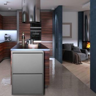 Dmora Dmora - Contenedor De Basura Anukhatun, Cubo De La Basura, Papelera Para Recogida Selectiva De Residuos, Gabinete De Basura, 60x25 H93 Cm, Negro