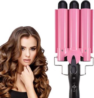 OEM Rizador De Cer&aacute;mica De 3 Rodillos, 25 Mm, Temperatura Ajustable (rosa)