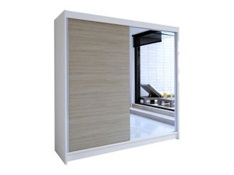 Mirjan24 Armario Closico 137, Blanco + Roble Sonoma, 215x180x58cm, Puertas De Armario: Correderas, N&uacute;mero De Estantes: 0