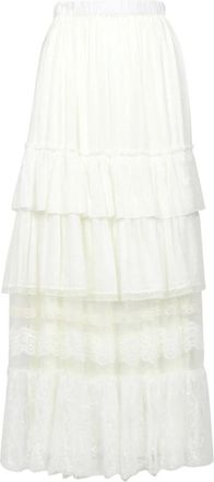 Aniye By Rokken, Dames, Wit, M, Katoen, Ruffled Lace Maxi Rok