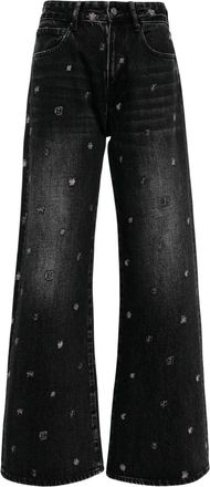 JNBY embroidered-butterfly cotton jeans - women - Cotton - M - Grey