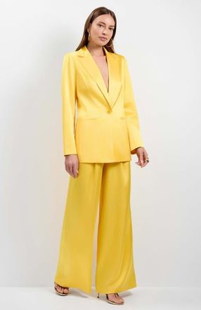 Trina Turk Giardino Satin Blazer in Lambretta Lemon at Nordstrom, Size 10