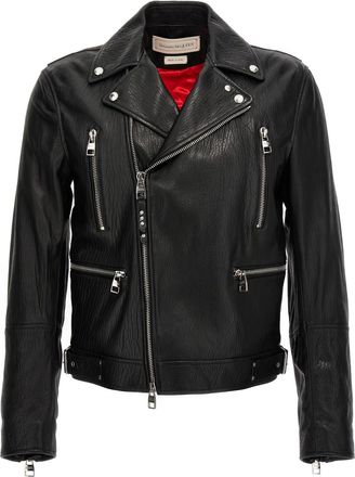 Alexander McQueen Black Texture leather jacket