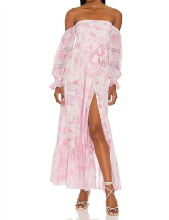 Tularosa Morgan Midi Dress In Pink And White