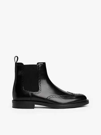 Tommy Hilfiger Leather Debossed Flag Brogue Chelsea Boots