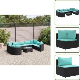 vidaXL Arredamento da giardino - vidaXL Set Divani da Giardino 10pz con Cuscini in Polyrattan Nero - Mobili da esterno