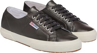 Superga Womens/Ladies 2750 Metallic Leather Trainers (Metallic Silver/Off White) - Black - Size UK 3.5
