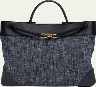 Bottega Veneta Large Andiamo Denim Boucle Crossbody Bag