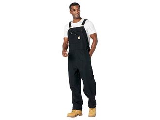 Carhartt Work in Progress Relaxed Fit Duck Bib Overalls Mens Casual Pants Black : 44 30, Cotton