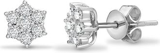 Jewelco London 18ct White Gold 1.5ct Diamond 7 Stone Cluster Stud Earrings - 18E042-150