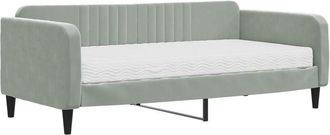 vidaXL Daybed with Mattress Light Grey 90x190 cm Velvet vidaXL