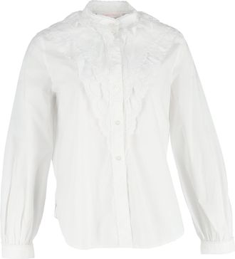 Chlo&eacute; See by Chlo&eacute; Broderie Anglaise Flounces Shirt in White Cotton