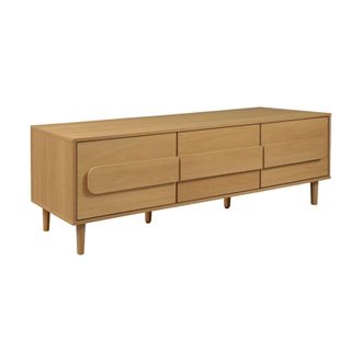 Sweeek Mueble de tv vintage con 3 puertas, efecto madera, 150cm, color roble