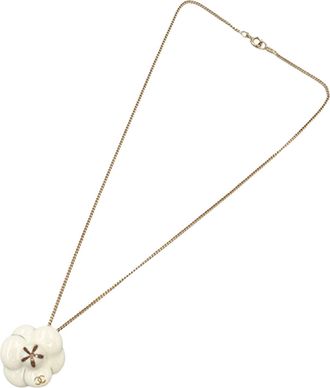 Chanel Tweedekans Gouden Plated Cc Camellia Hanger Ketting