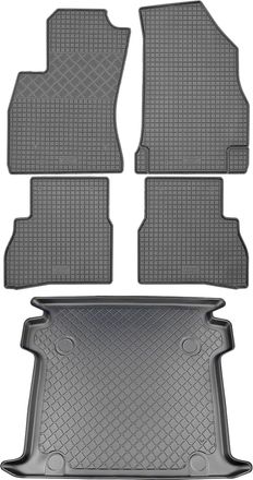 OEM Juego De Alfombrillas De Goma Para Fiat Doblo Ii Kombivan (5 Puertas) A Partir De 2010: Alfombrilla Para Coche + Alfombrilla Para Maletero