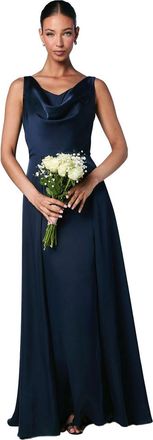 Coast Honoured Sleeveless Cowl Neck Satin Maxi Bridesmaid Dress, 10, Navy