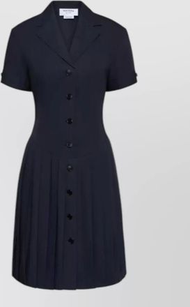 Thom Browne short sleeve lapel collar pleated dress