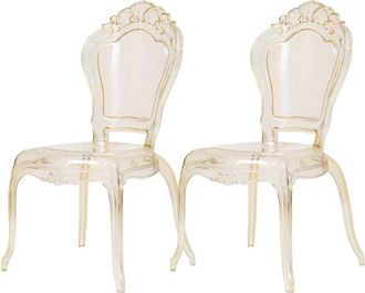 Biscottini International Set 2 Sillas De Policarbonato Transparente Silla De Cocina/sala De Estar Sillones De Pl&aacute;stico Para Comedor Sill&oacute;n Dormitorio