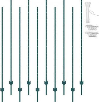 OEM Postes De Cerca De Metal 213,36 Cm Postes De Cerca De Acero Al Carbono Resistentes 10 Piezas Postes De Metal Para Jard&iacute;n, C&eacute;sped, Granjas, Cercas Al A