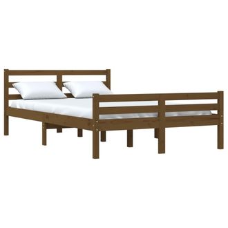 vidaXL Vidaxl - Estructura Cama Sin Colch&oacute;n Madera Maciza Marr&oacute;n Miel 135x190cm