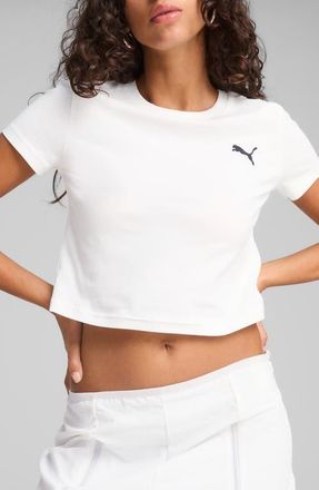 Puma Wardrobe Essentials Cotton Baby Tee in Puma White at Nordstrom, Size X-Small