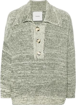 Nanushka mélange wool-blend polo top - unisex - Recycled Cashmere/Wool - S - Neutrals