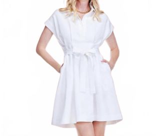 Jade Yoga Hamptons Horizon Short-Sleeve Shirt Dress In White
