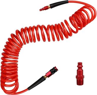 OEM Manguera Para Compresor Con Racor R&aacute;pido Universal Industrial De 1/4 Y Kit De Tapones I/m, Color Rojo
