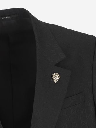 Gucci GG Pattern Wool Blend Blazer - Black