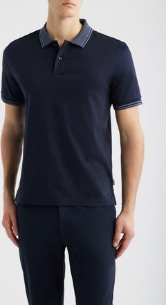 BOSS Phillipson Tipped Cotton Polo in Dark Blue at Nordstrom, Size Xx-Large