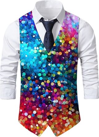 Generic Camo Suit Vest Mens - Slim Fit V-Neck Formal Waistcoat with Button for Tuxedo, Business & Carnivals