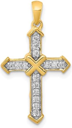 Diamond2Deal 14k Yellow Gold 1/5 carat Diamond Passion Cross Pendant