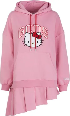 GCDS Gcds, Kleedjes, Dames, Roze, 2Xs, Katoen, Logo Lounge Sweat Dress