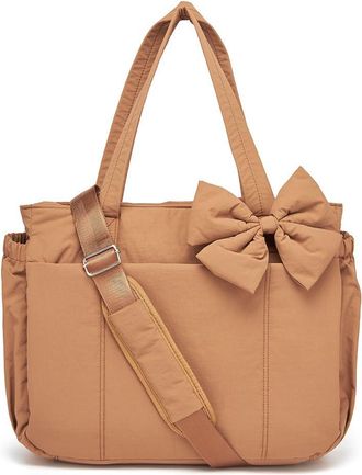 Generic Lightweight Crush Bow Tote Bag For Women Large Work Tote with Puffer Quilted Shoulder Travel Tote Bag for Work, Yoga, Gym, Brown