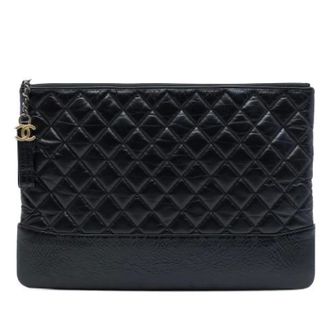 Chanel Pre-owned Leather chanel-bags - Dames - Pre-owned - Zwart - Maat: ONE Size Leer