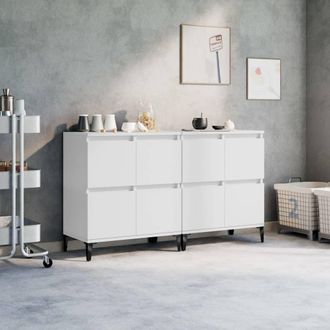 vidaXL Aparadores 2 Uds Madera Contrachapada Blanco 60x35x70 Cm Vidaxl