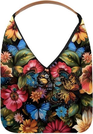 Generic Butterfly Flowers Leopard Reusable Lightweight Grocery Bags - Foldable Into Compact Pouch, Washable & Sturdy, Multipurpose for Shopping and Travel