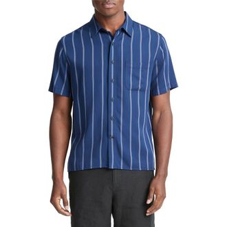 Vince Pacifica Stripe Short Sleeve Button-Up Shirt in Royal Blue/cobalt at Nordstrom Rack, Size Medium