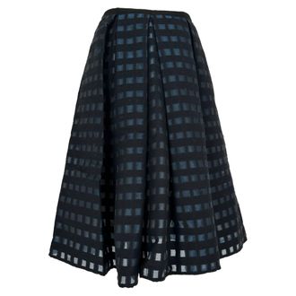 Erdem Erdem 2015 Ina Fil-Coup&eacute; Flared Skirt in Navy Blue Acrylic