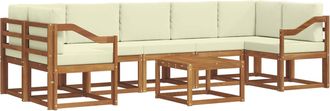 vidaXL Conjunto De Sof&aacute;s De Exterior 8 Uds. Natural Y Crema Vidaxl