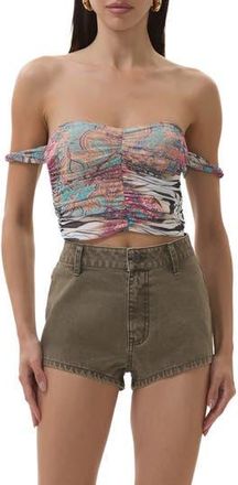 AFRM Koa Ruched Off the Shoulder Top in Gilded Paisley at Nordstrom Rack, Size X-Large