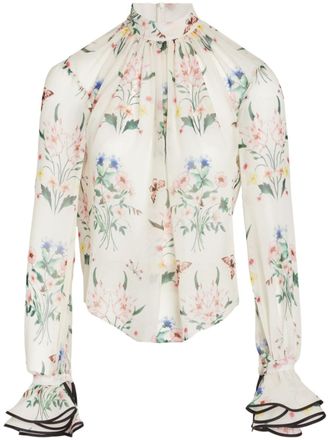 Giambattista Valli floral-print silk blouse - women - Silk - 40 - Neutrals