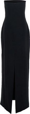 Solace London Womens Black Long Dress With Bare Shoulder And Back Slit Polyester