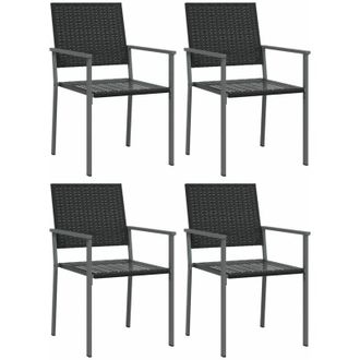 vidaXL Sillas De Jard&iacute;n 4 Uds Rat&aacute;n Sint&eacute;tico Negro 54x62,5x89 Cm Vidaxl