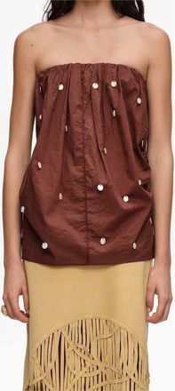 Bimba & Lola Ruched Strapless Top in Brown at Nordstrom, Size Large Eu